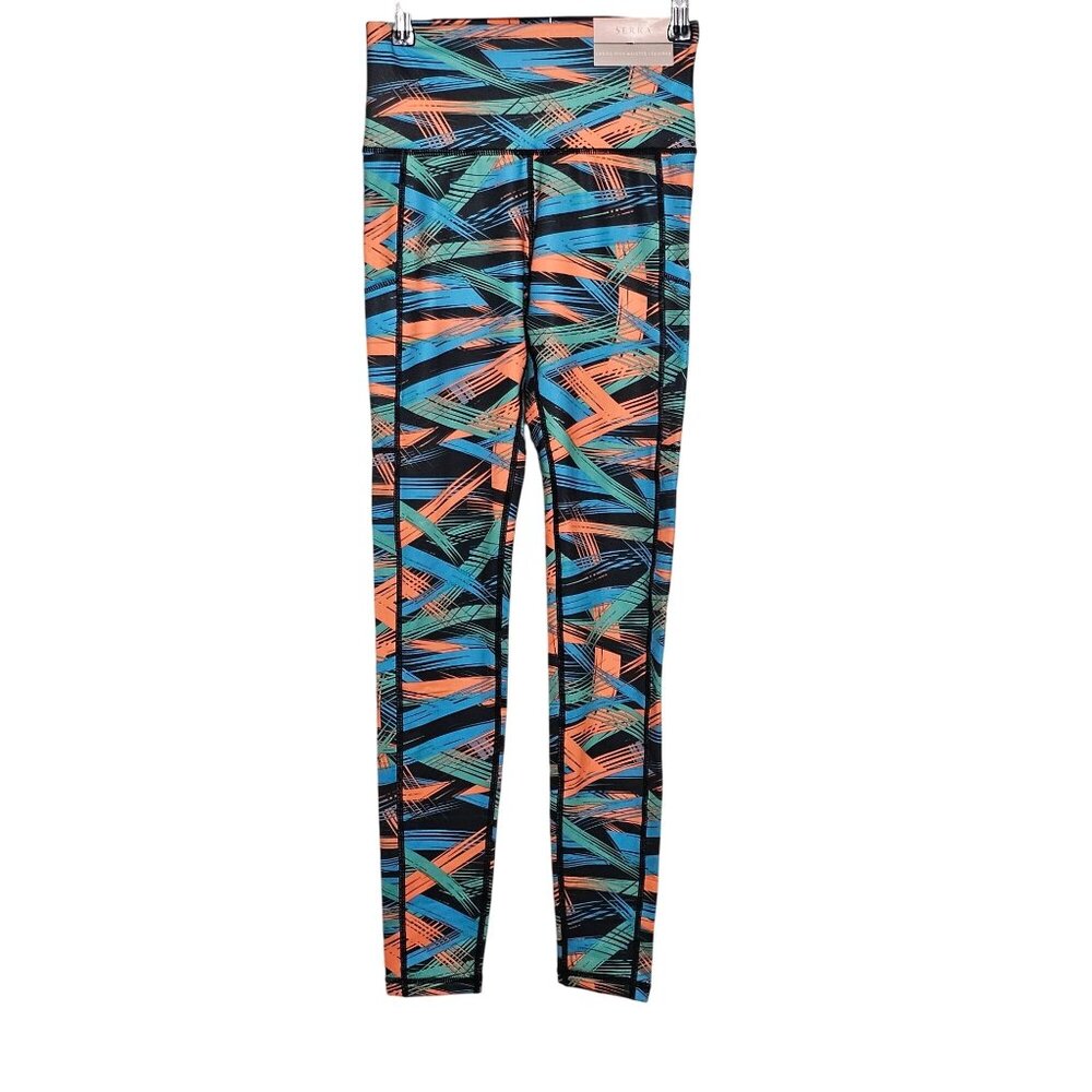 Serra Ladies High Waisted Leggings Abstract Bright Bold Print Size S